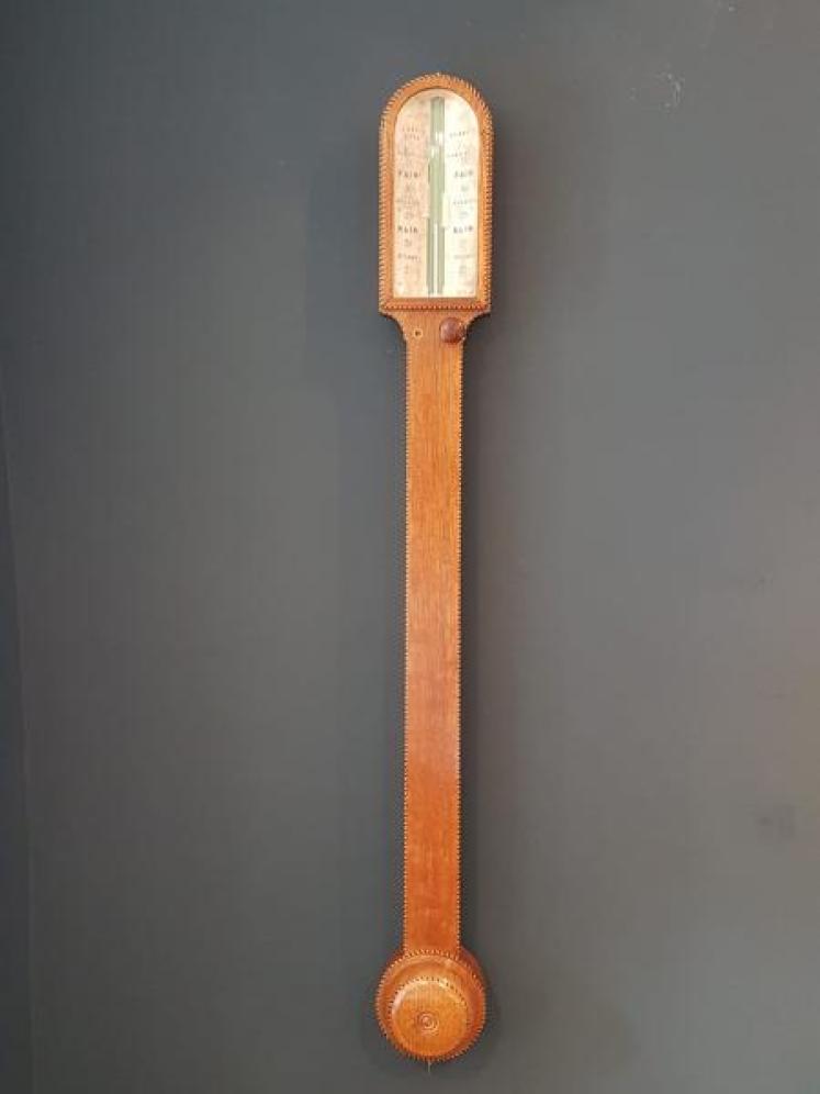Victorian Oak Derby Stick Barometer  - Image 1