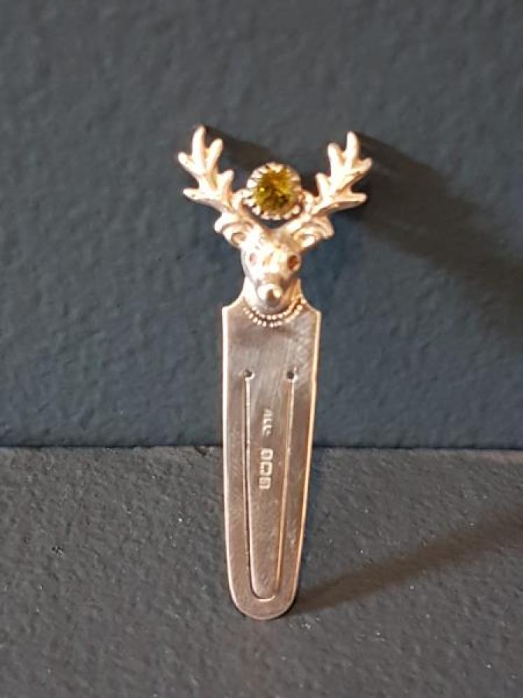 Silver Stags Head and Peridot Bookmark  - Image 1