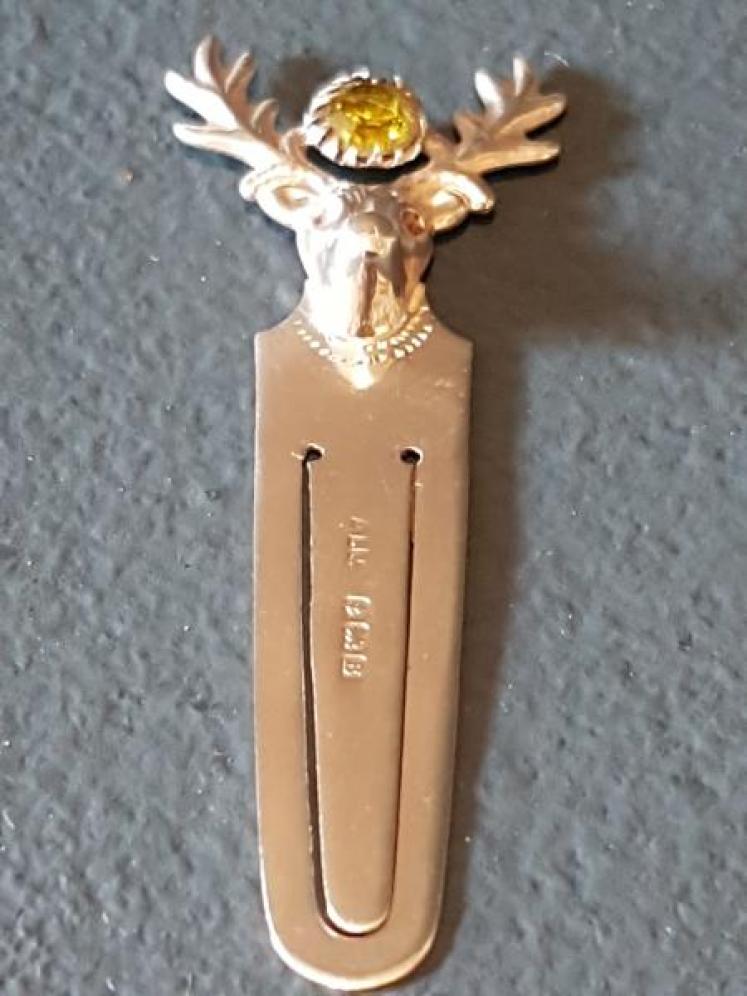Silver Stags Head and Peridot Bookmark  - Image 2
