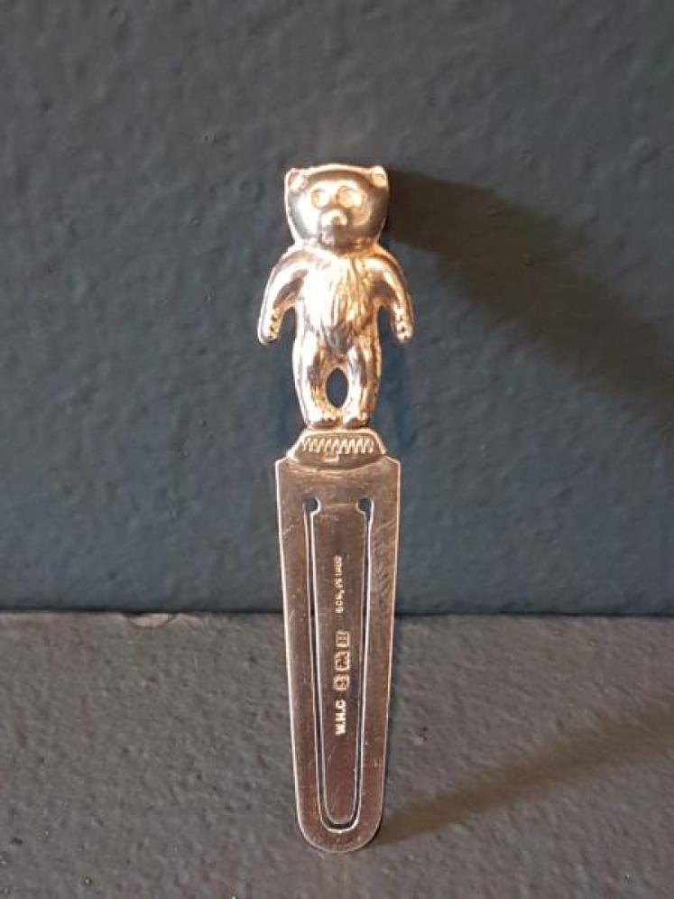 Solid Silver Teddy Bear Bookmark  - Image 1