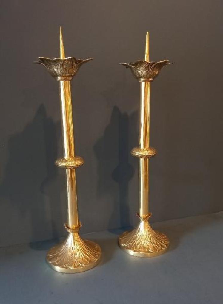 Pair of Art Nouveau Brass 'Pricket' Candlesticks - Image 1