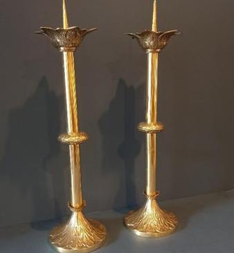 Pair of Art Nouveau Brass 'Pricket' Candlesticks