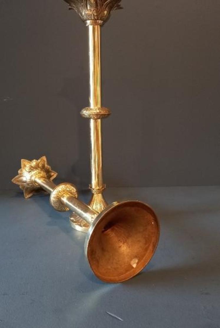 Pair of Art Nouveau Brass 'Pricket' Candlesticks - Image 6