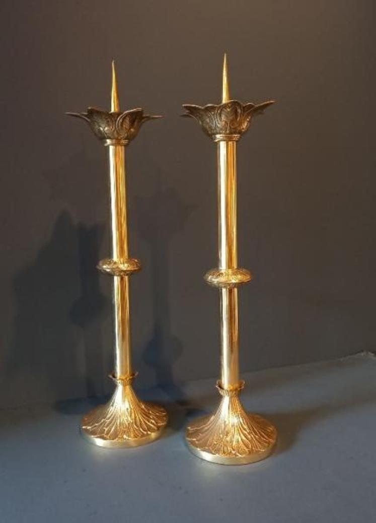 Pair of Art Nouveau Brass 'Pricket' Candlesticks - Image 7