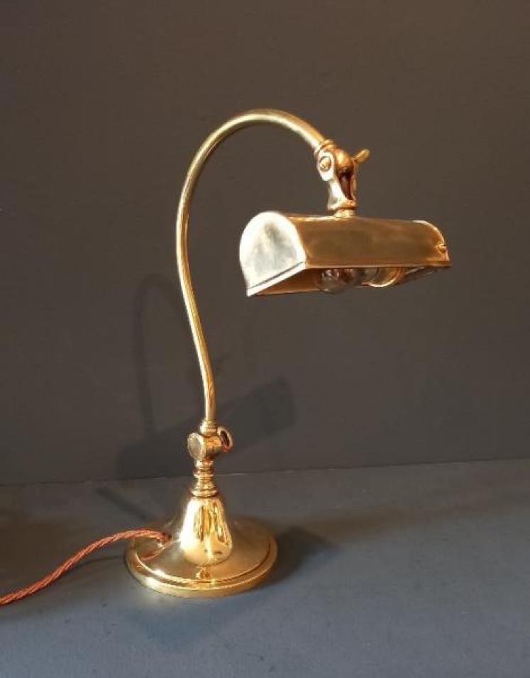 Edwardian Period Brass Adjustable Desk Lamp - Image 2