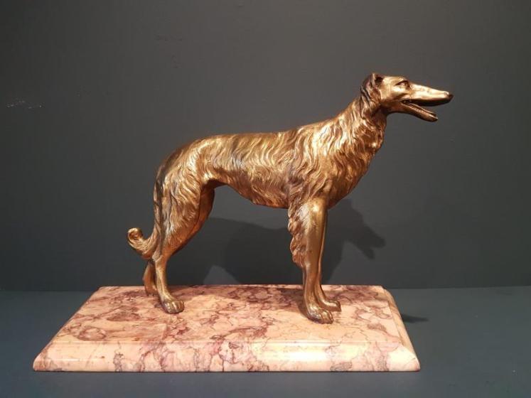 Late Victorian Gilt Brass Model of a Saluki - Image 1