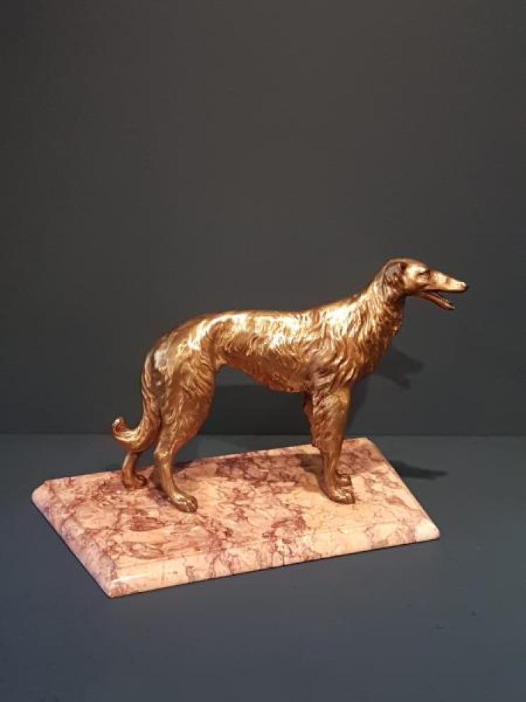 Late Victorian Gilt Brass Model of a Saluki - Image 3