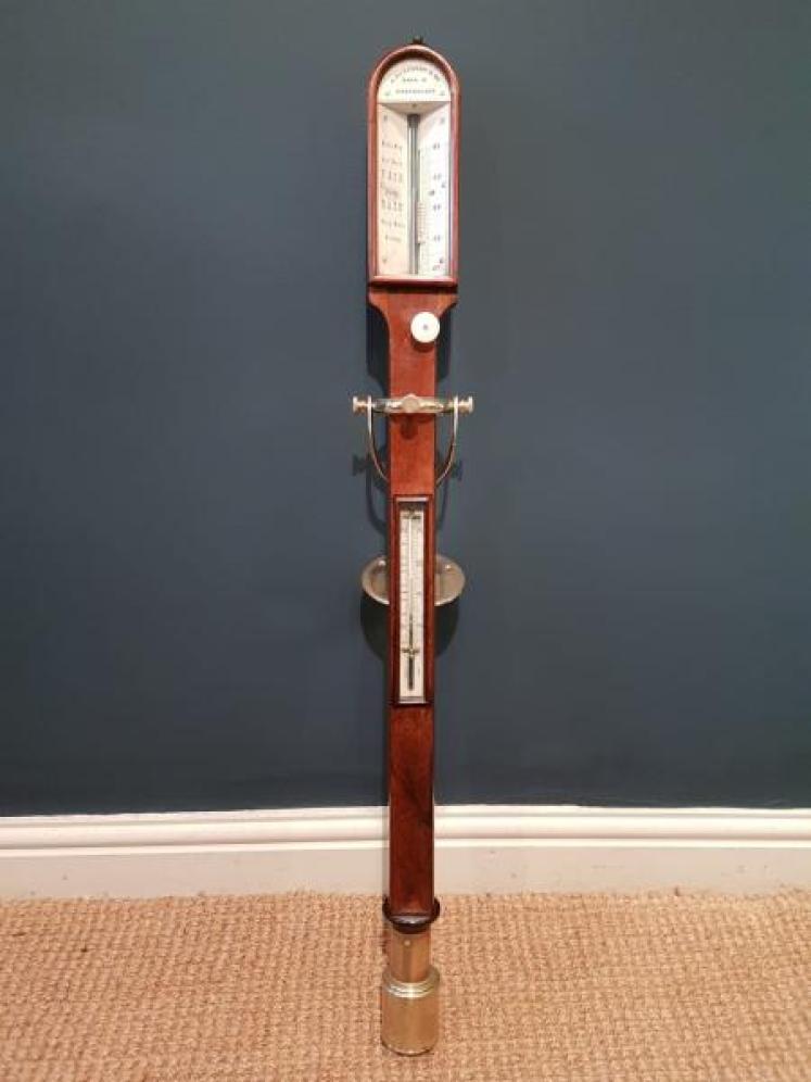 Victorian Mahogany Marine Stick Barometer and Gimble - Image 1