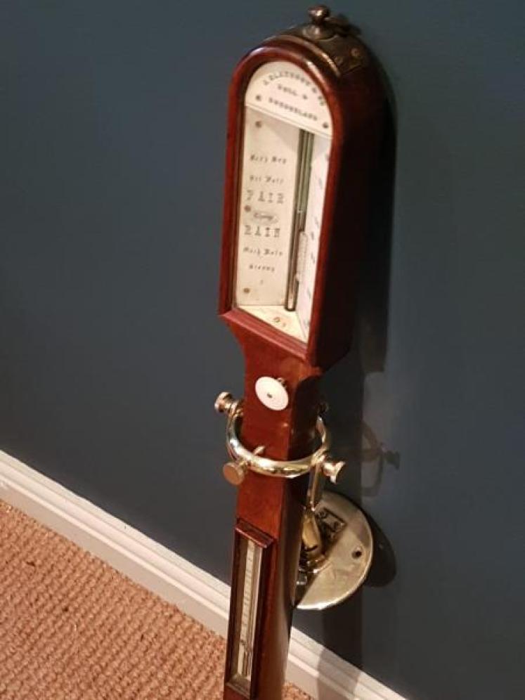Victorian Mahogany Marine Stick Barometer and Gimble - Image 2