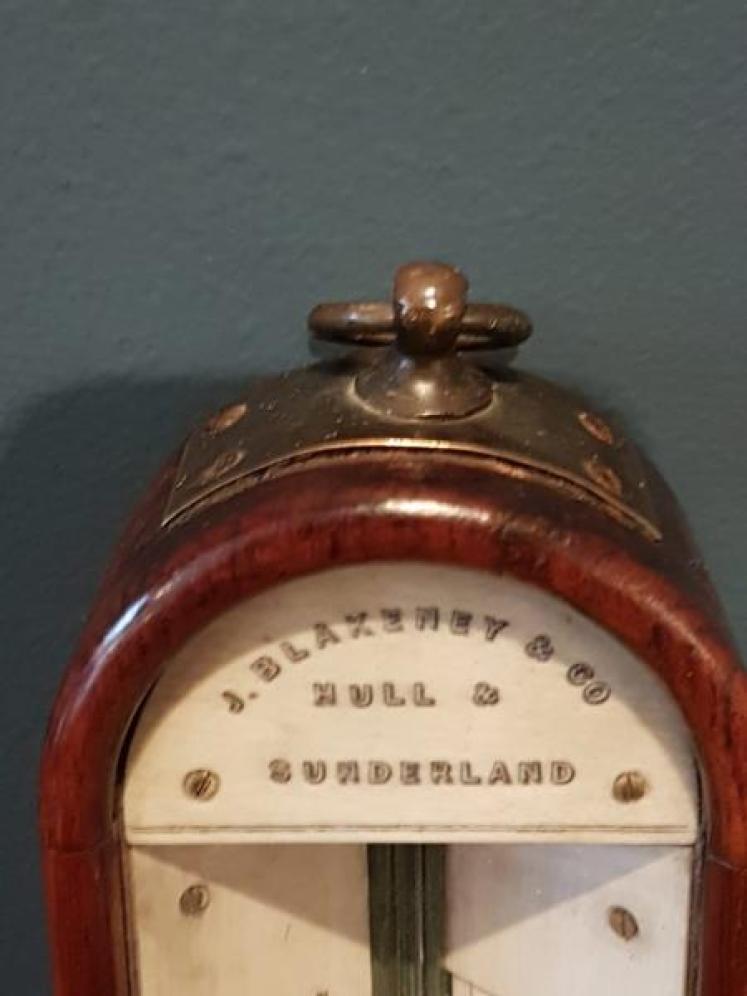 Victorian Mahogany Marine Stick Barometer and Gimble - Image 4