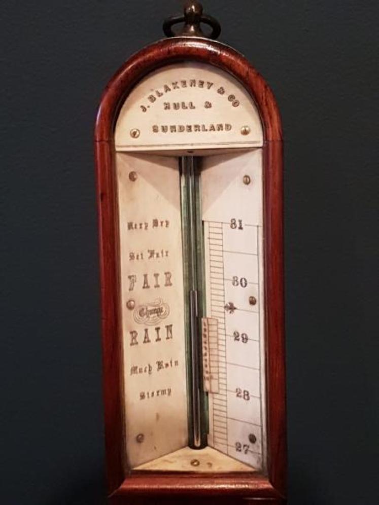 Victorian Mahogany Marine Stick Barometer and Gimble - Image 5