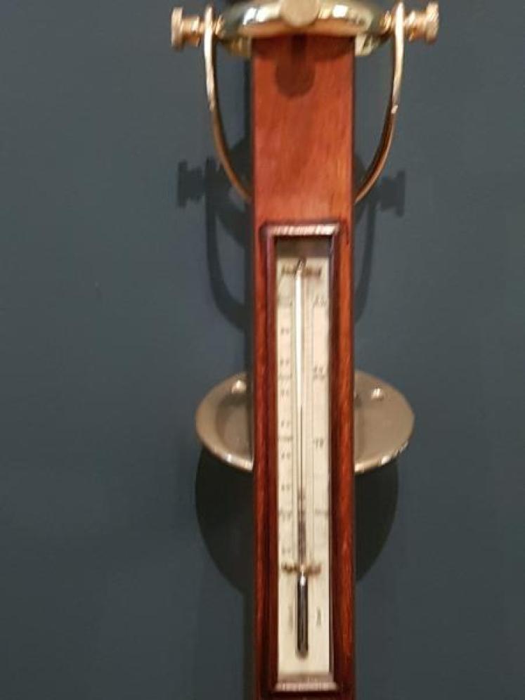 Victorian Mahogany Marine Stick Barometer and Gimble - Image 6