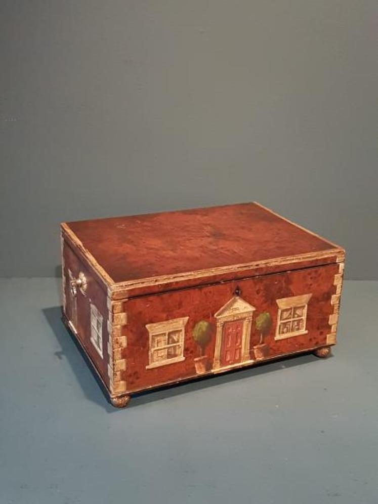 Superb Victorian Painted Country House Jewellery Box - Image 1
