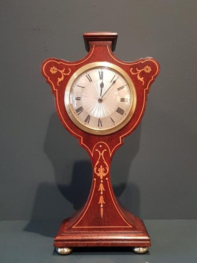 Fine Quality Inlaid Silvered Dial Edwardian Mantel Clock - Image 1