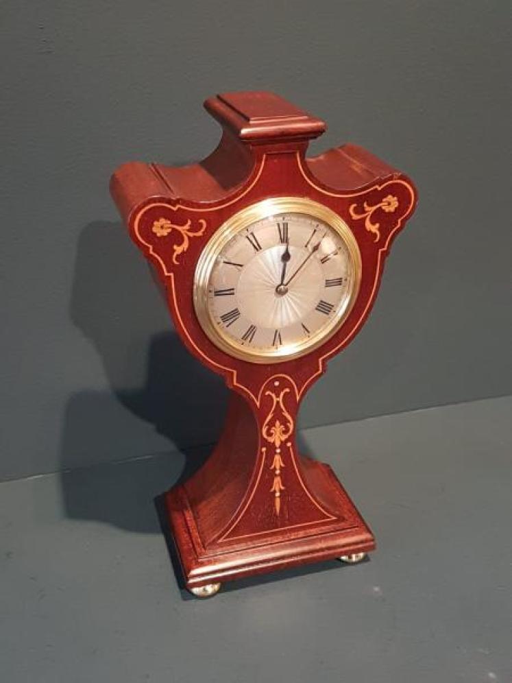 Fine Quality Inlaid Silvered Dial Edwardian Mantel Clock - Image 2