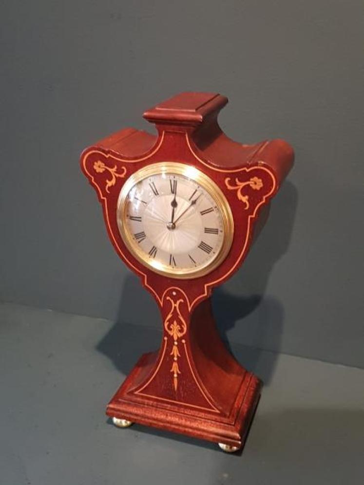 Fine Quality Inlaid Silvered Dial Edwardian Mantel Clock - Image 4