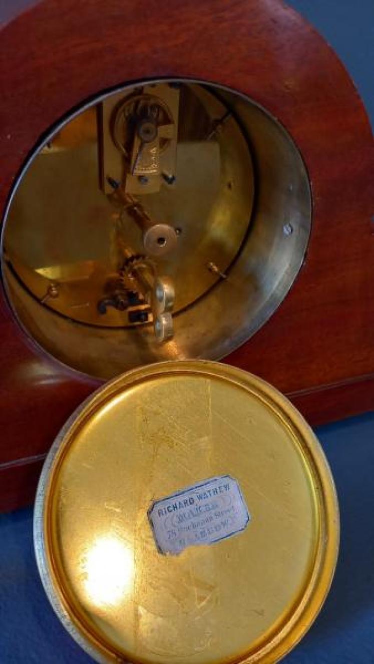 Edwardian Period Inlaid Arched Top Mantel Clock - Image 5