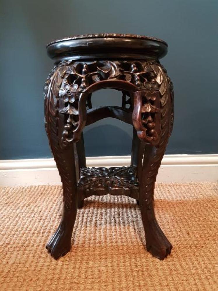 Matching Pair of Victorian Carved Rosewood Stands - Image 4