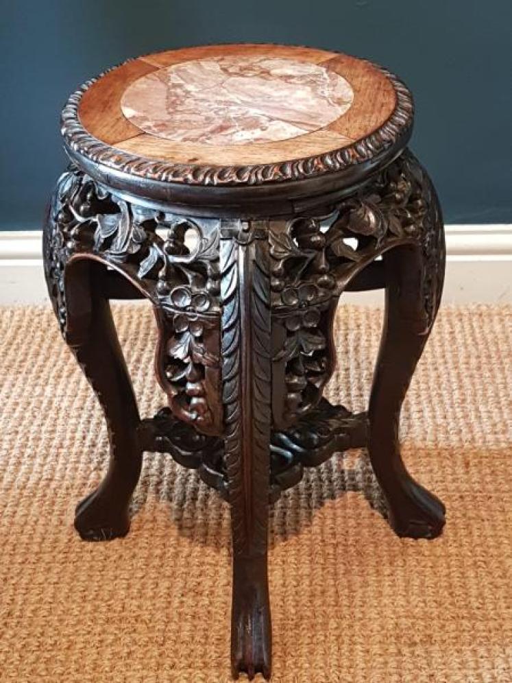 Matching Pair of Victorian Carved Rosewood Stands - Image 5