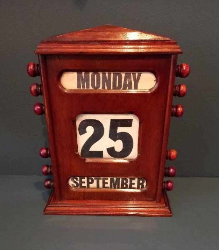 Large Victorian Walnut Desk Calendar - Image 1