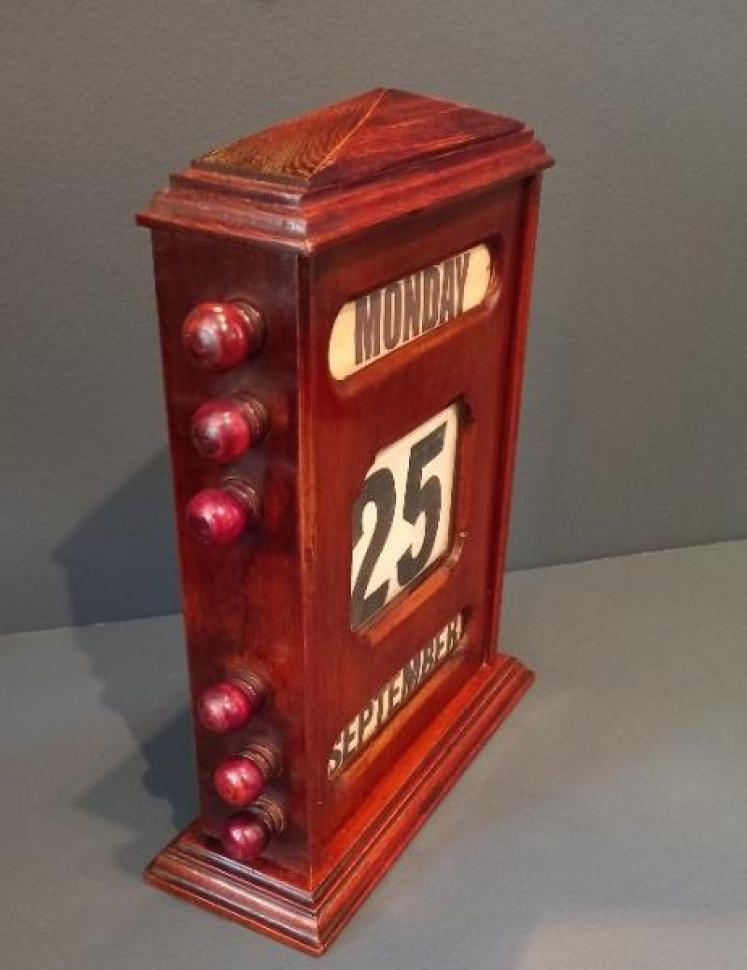 Large Victorian Walnut Desk Calendar - Image 2