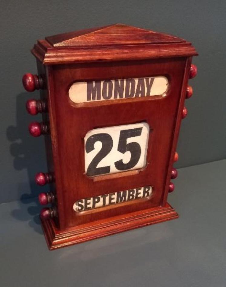 Large Victorian Walnut Desk Calendar - Image 7