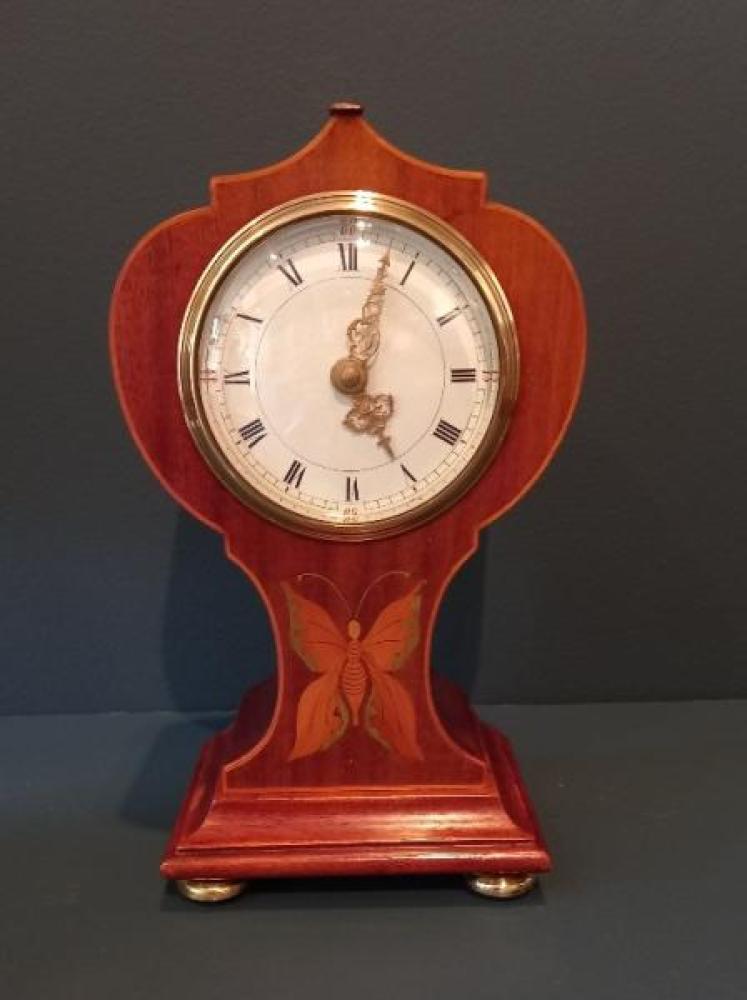 Edwardian Period Butterfly Inlaid Mantel Clock - Image 1