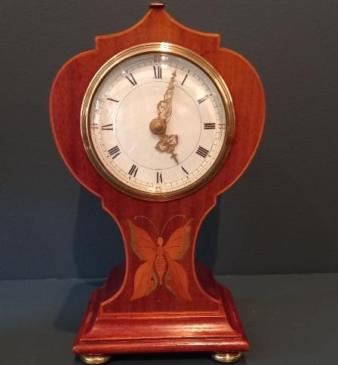 Edwardian Period Butterfly Inlaid Mantel Clock