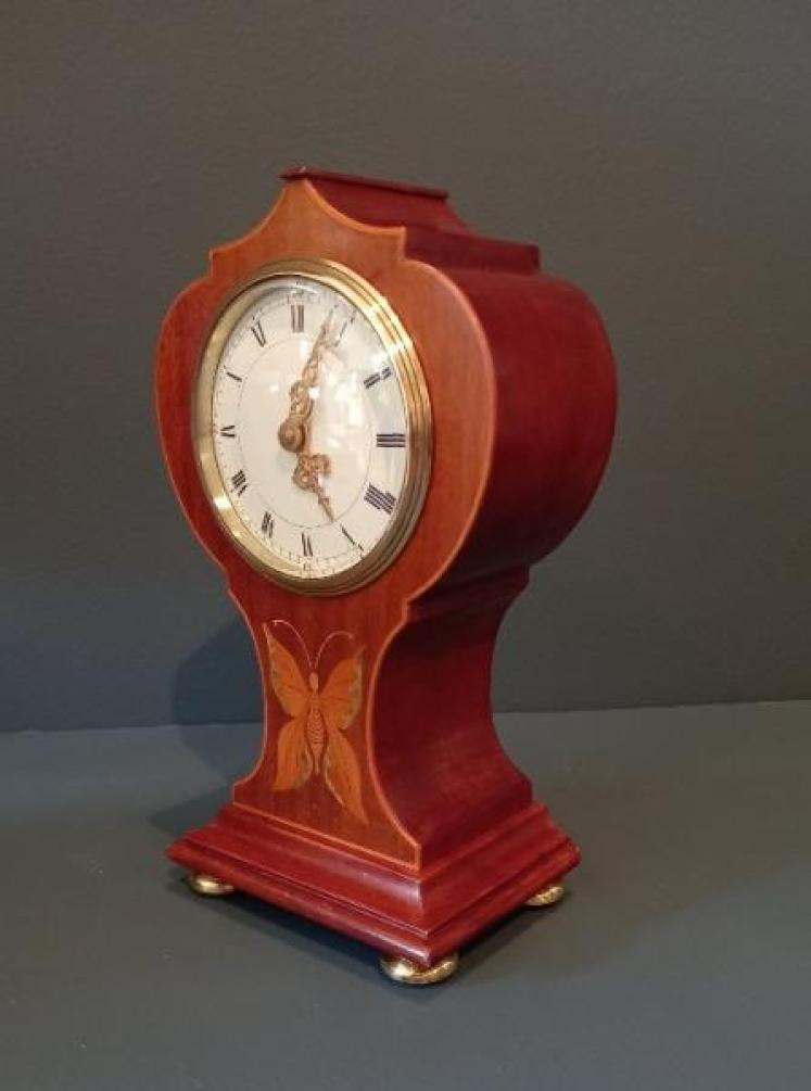Edwardian Period Butterfly Inlaid Mantel Clock - Image 7