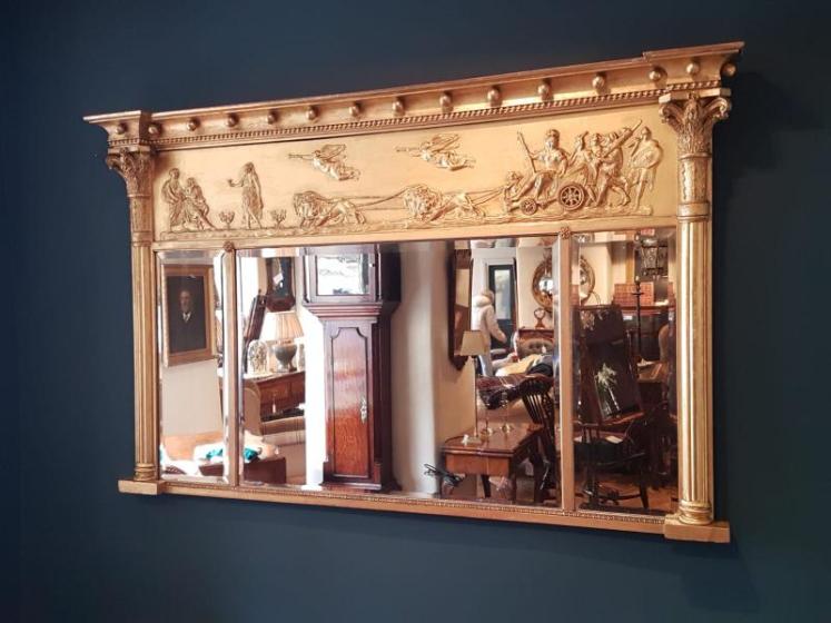 Superb Early Victorian Timber Gilt Over Mantel Mirror  - Image 1