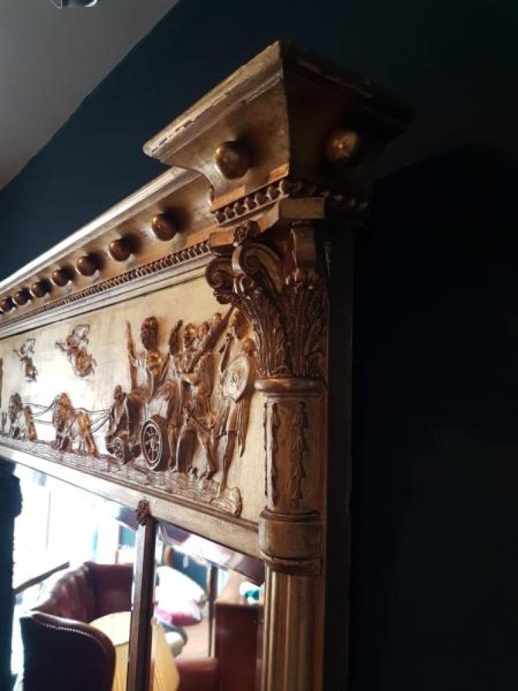 Superb Early Victorian Timber Gilt Over Mantel Mirror  - Image 4