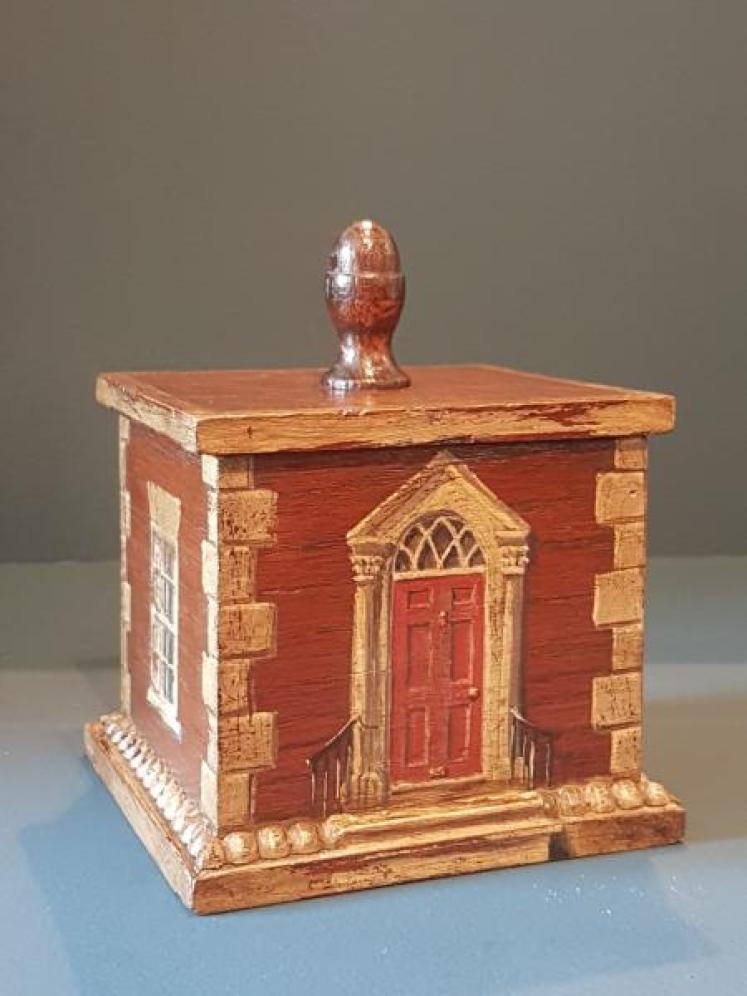 Edwardian Oak Painted Country House Tea Caddy  - Image 1