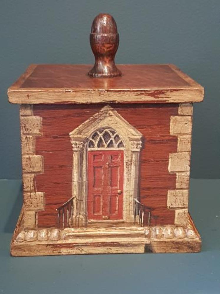 Edwardian Oak Painted Country House Tea Caddy  - Image 3