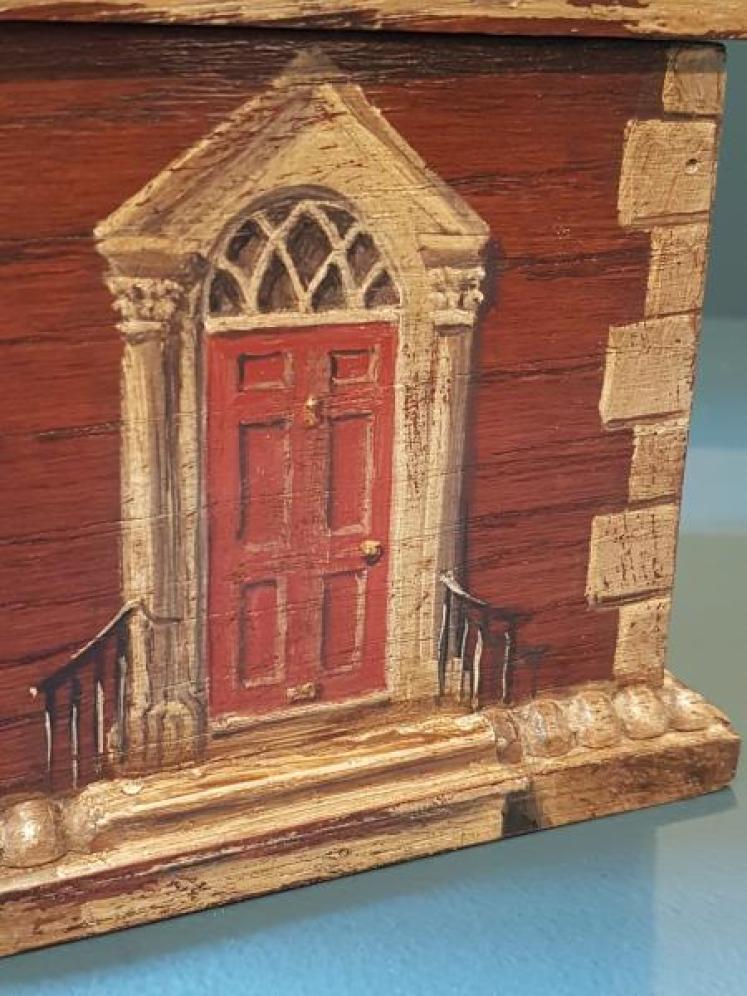 Edwardian Oak Painted Country House Tea Caddy  - Image 5