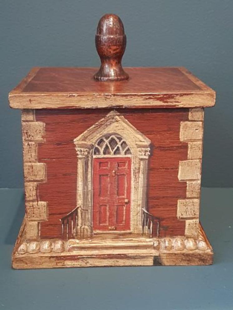 Edwardian Oak Painted Country House Tea Caddy  - Image 7