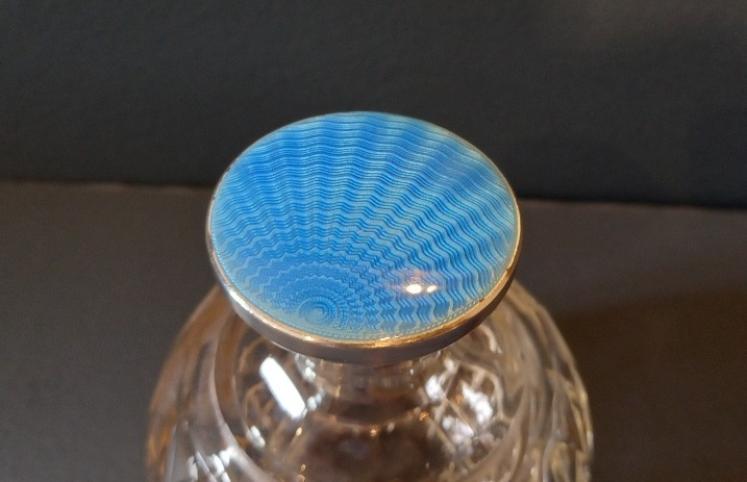 George VI Period Silver & Blue Enamel Scent bottle - Image 2