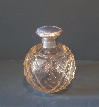 George V Silver & Pale Blue Enamel Scent Bottle