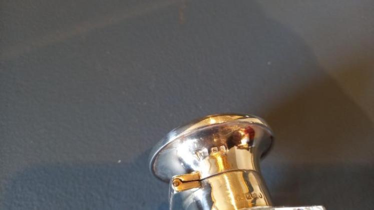 George V Silver & Pale Blue Enamel Scent Bottle - Image 4