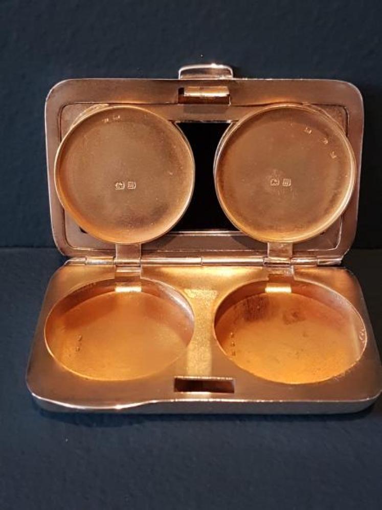 Unusual Two Compartment Silver Pill Box - Image 2