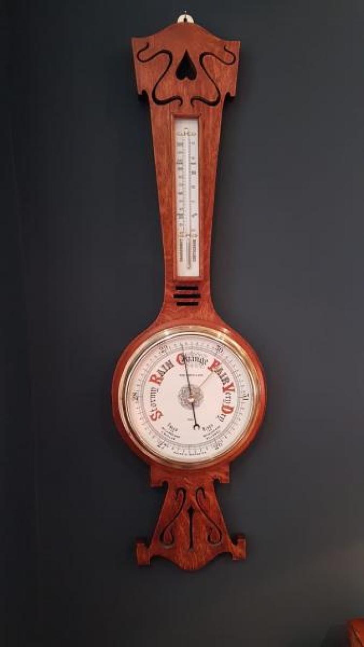 Arts and Crafts Oak Hull Barometer - Image 1