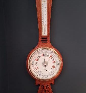 Arts and Crafts Oak Hull Barometer