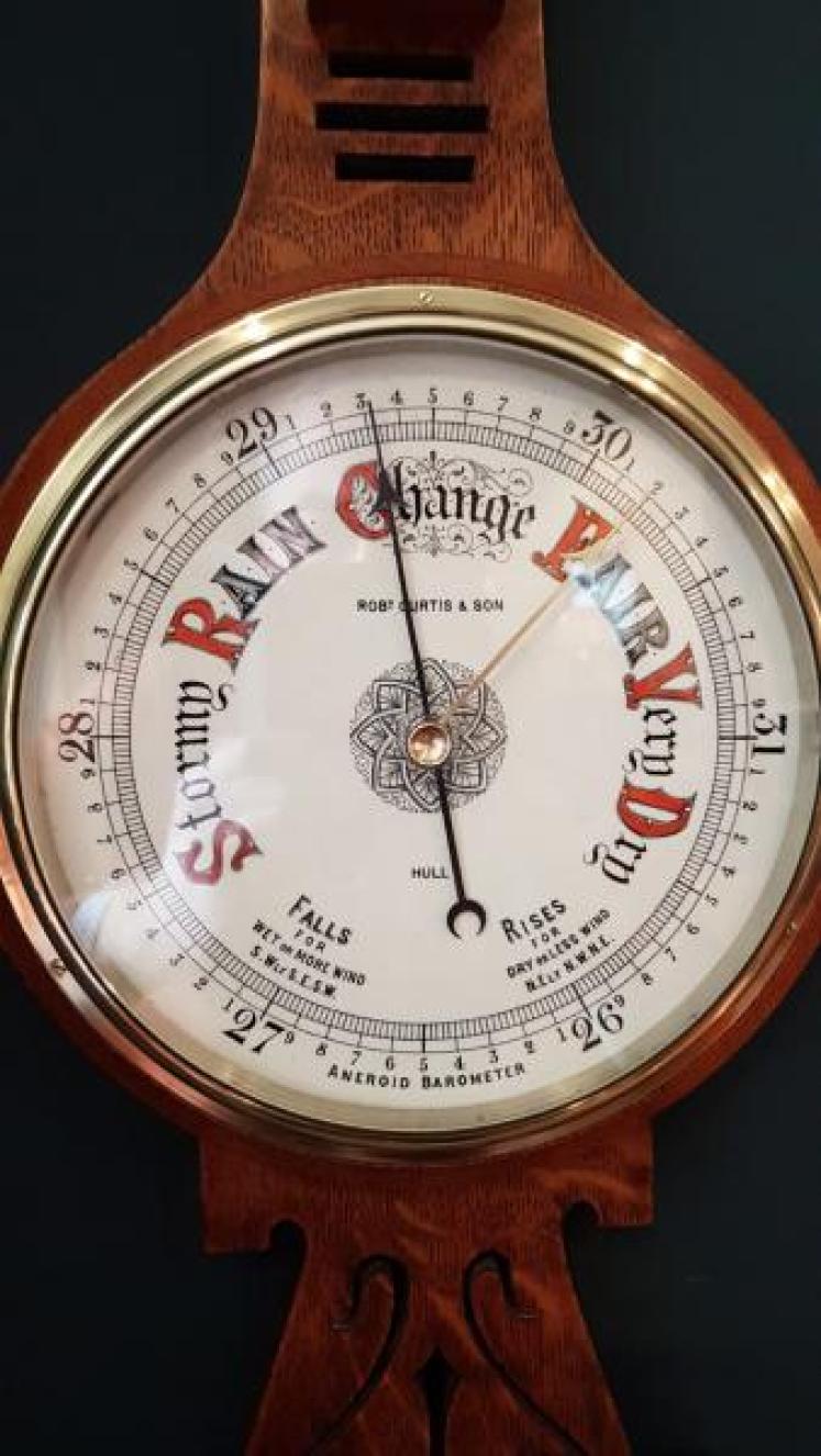 Arts and Crafts Oak Hull Barometer - Image 4