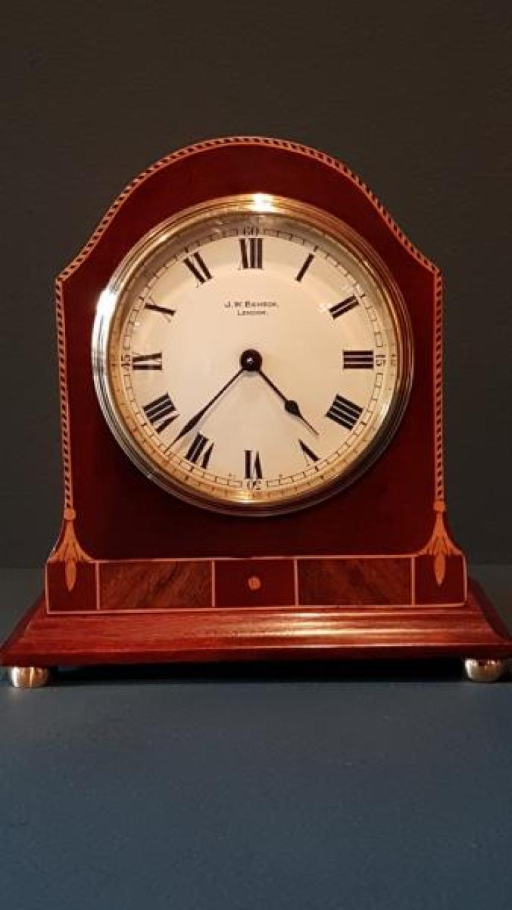 Edwardian Inlaid Mahogany Mantel Clock by Benson - Image 1