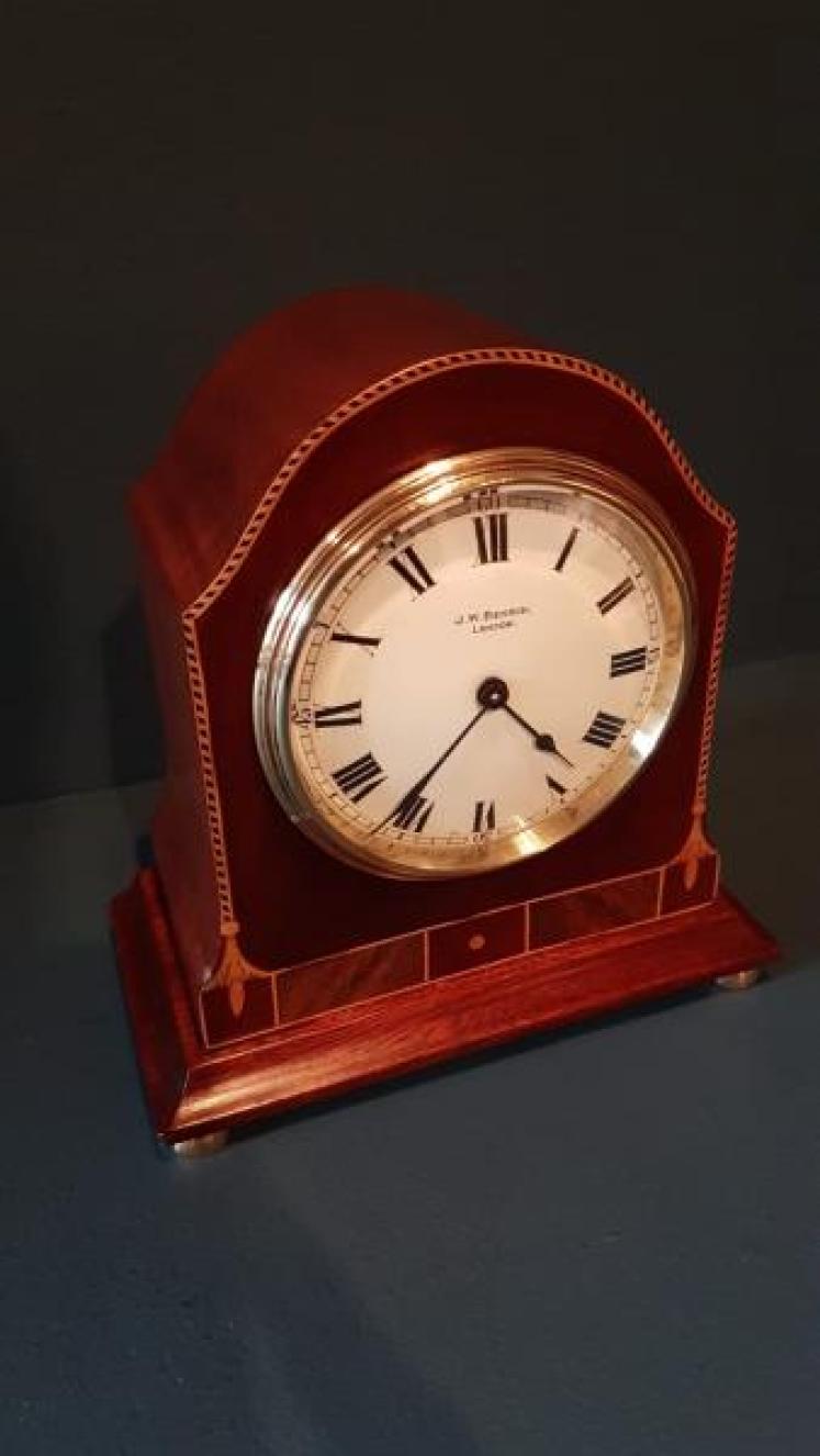 Edwardian Inlaid Mahogany Mantel Clock by Benson - Image 5