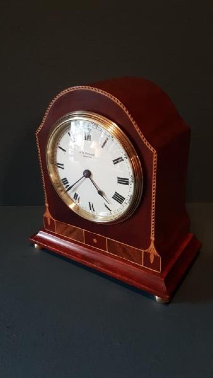 Edwardian Inlaid Mahogany Mantel Clock by Benson - Image 6
