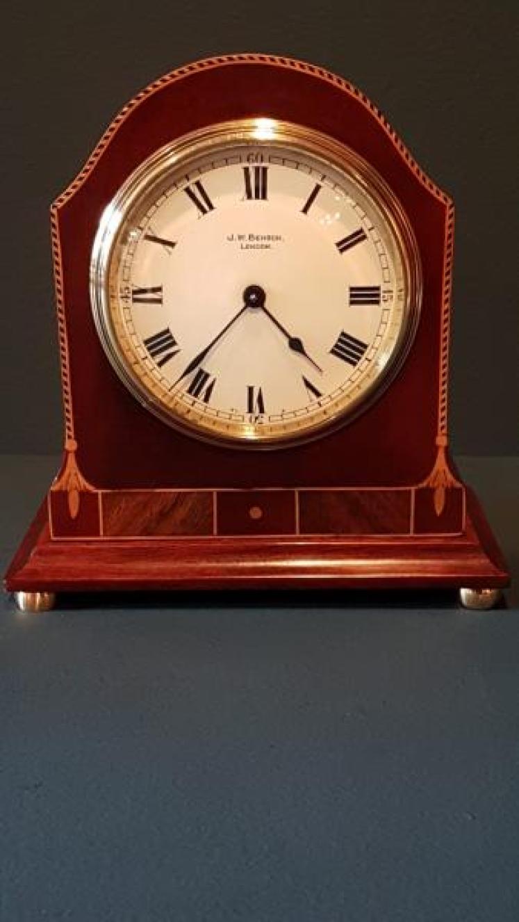 Edwardian Inlaid Mahogany Mantel Clock by Benson - Image 7
