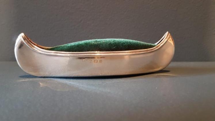 Edwardian Silver Canoe Pin Cushion - Image 1