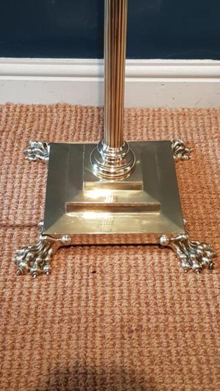 Edwardian Cast Brass Corinthian Column Lamp Standard - Image 5