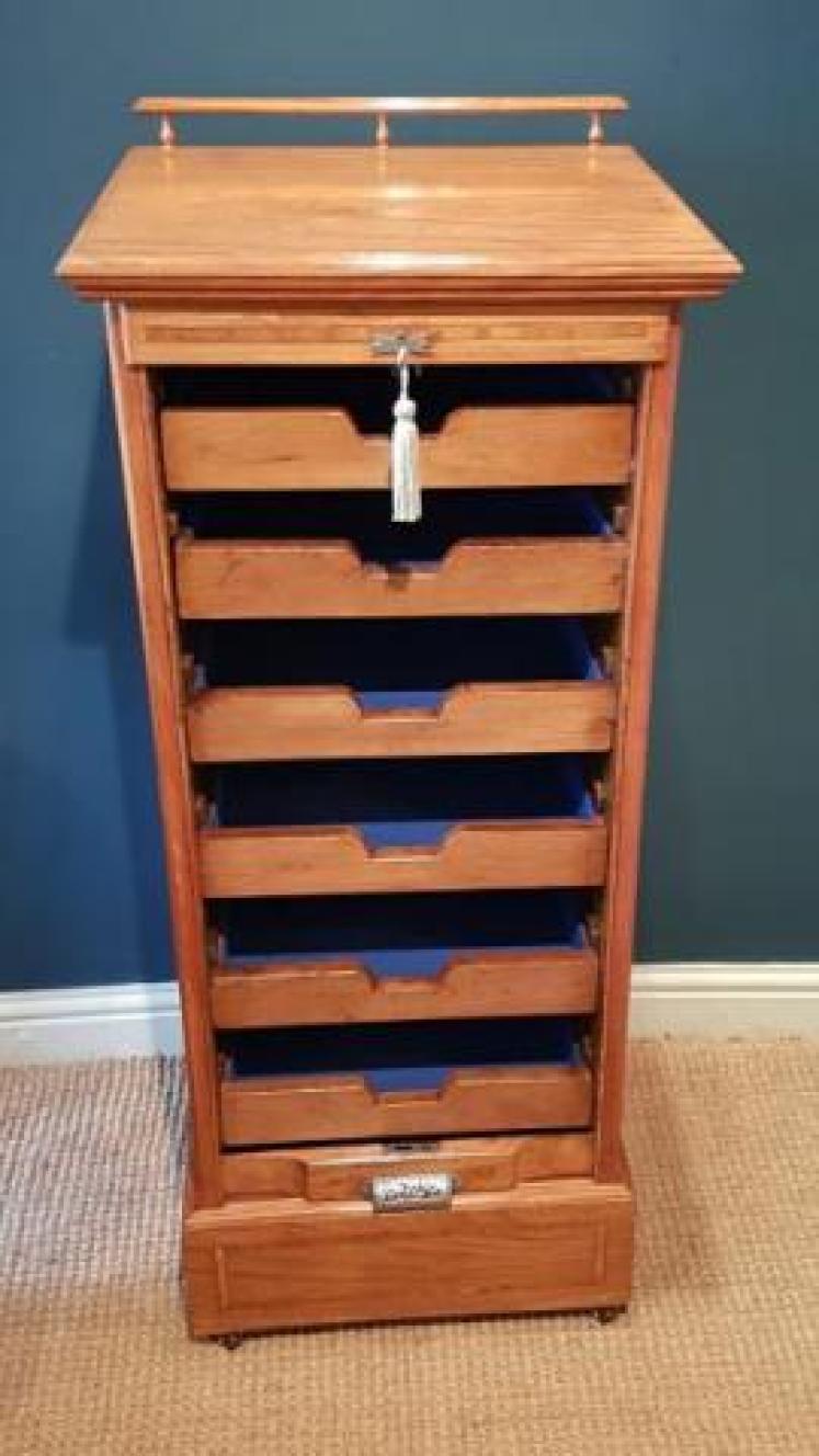 Victorian Inlaid Walnut File Cabinet  - Image 1