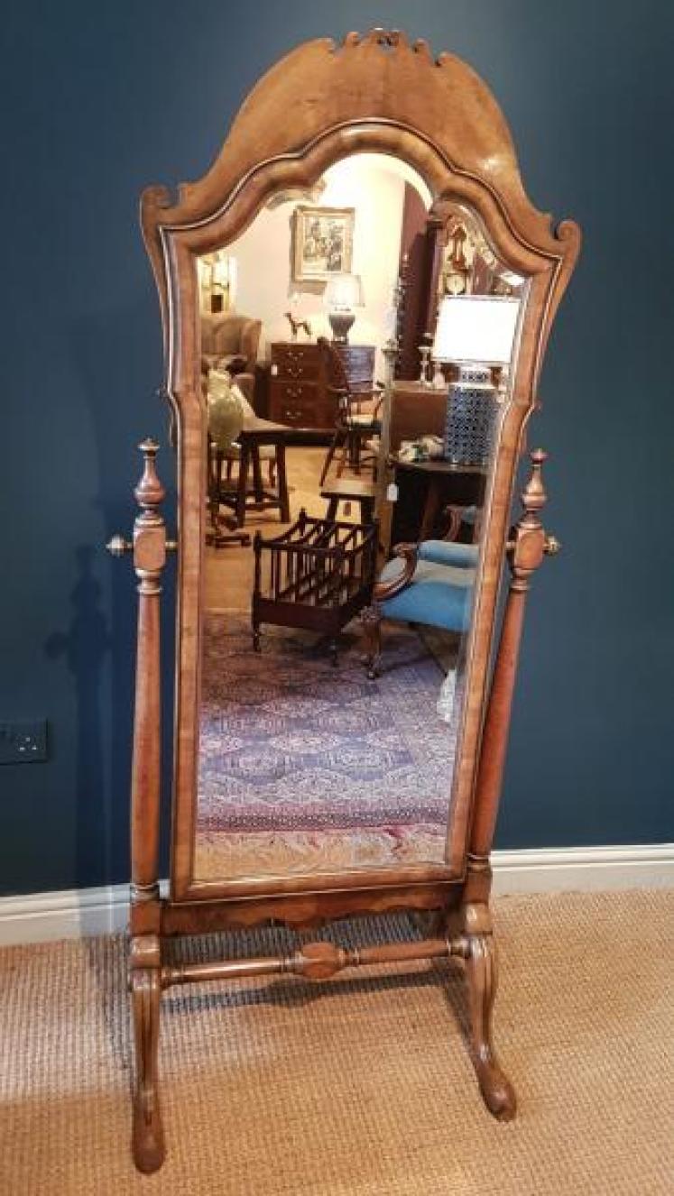 Fine Quality Late Victorian Walnut Cheval Mirror by Tozer - Image 7